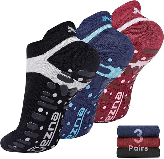 Muezna Non Slip Yoga Socks for Women, Anti-Skid Pilates, Barre, Hospital Socks with Grips, Size 5-10