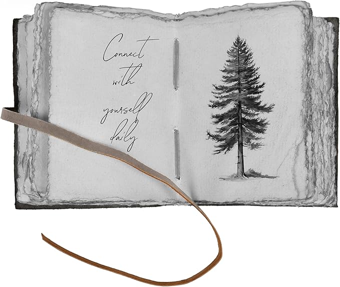 LEATHER VILLAGE Vintage Leather Journal with Psalm 46:10 Bible Verse–13''x8'' Embossed Prayer Study Journal for Women & Men – 200 Pages Handmade Cotton Deckle Edge Watercolor Paper - Grey Paper