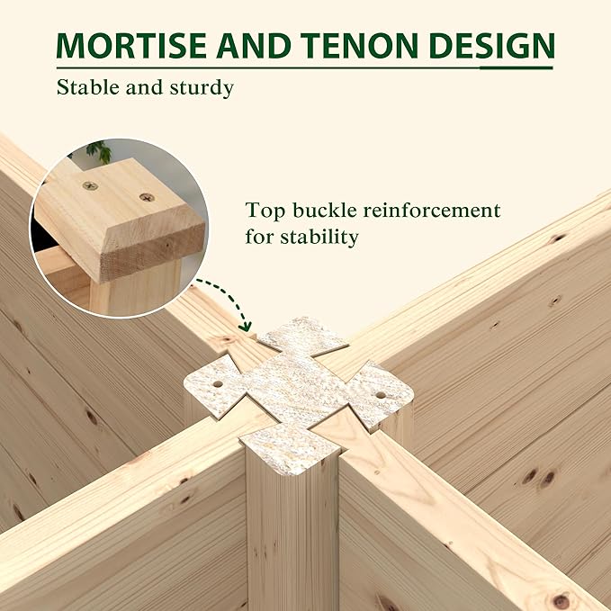 8x4x1.25 FT Outdoor Wooden Raised Garden Bed, Elevated Planter Garden Box Stand Garden Bed Planter for Vegetables, Flowers, Herbs, Ideal for Outdoor Gardening with Open Base, Natural