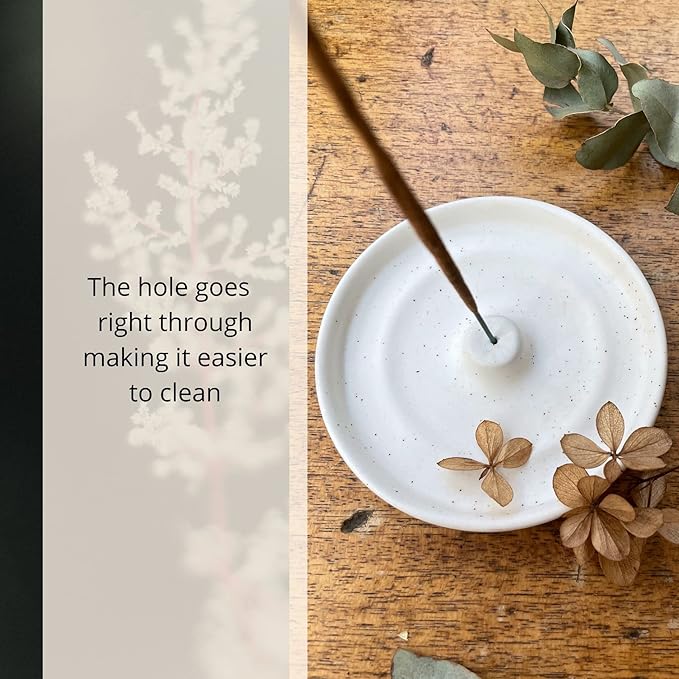 SHIBUSA Incense Holder - 4 INCH | Modern Minimalist Circular Incense Stick Burner for Cones or Sticks | Australian Designer | Ceramic Ash Catcher | Incense Not Included