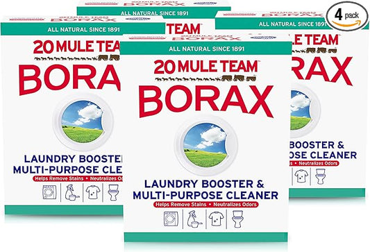 20 Mule Team All Natural Borax Detergent Booster & Multi-Purpose Household Cleaner, 65 Ounce, 4 Count