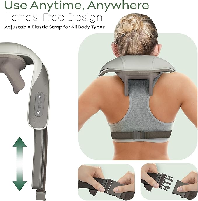 Electric Shiatsu Neck and Back Massager for Pain Relief - Deep Tissue Massager w/Heat Function to Relax Muscles - Cordless Shoulder & Neck w/ 4D Kneading Heated Massage - Ideal Gift