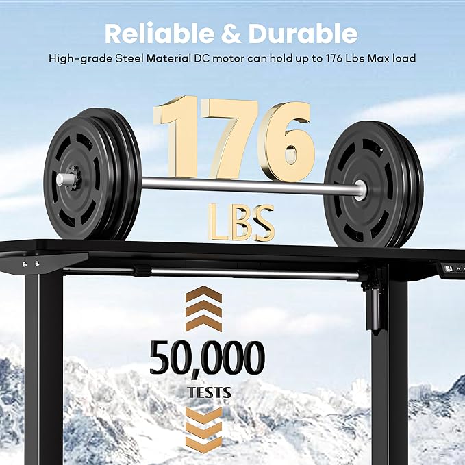 Electric Standing Desk Frame,Memory Controller Height Adjustment,176lbs Weight Capacity,For 37 to 77.5" Desktop,Ergonomic Sit Stand Desk Base for Home Office,Black Frame Only