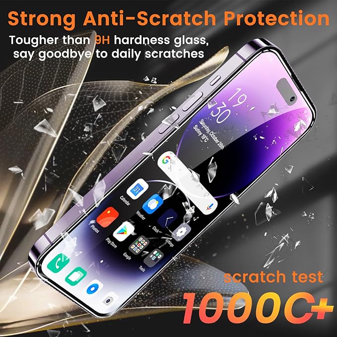 3+3 Pack Privacy Screen Protector for iPhone 14 Pro Max 6.7-Inch with 3 Pack Camera Lens Protector, Anti Spy Tempered Glass Film 9H Hardness Bubble Free Case Friendly
