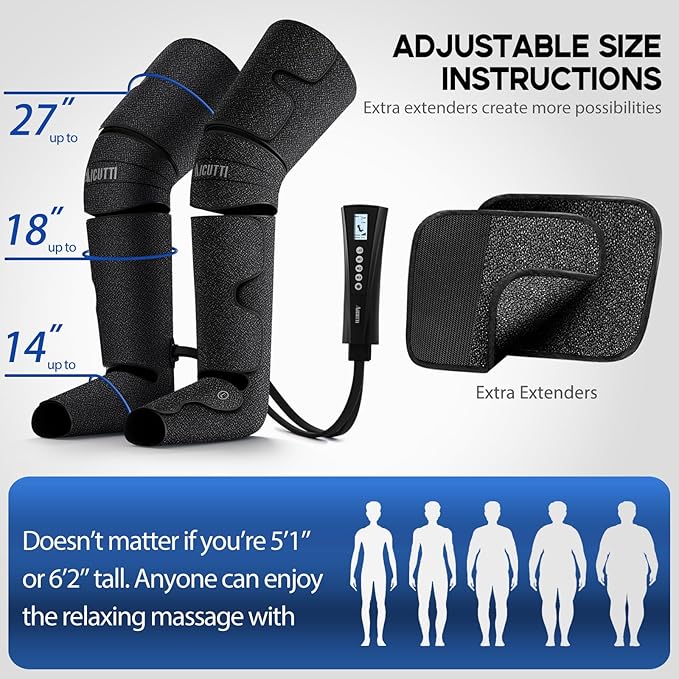 Air Compression Leg Massager with Heat - Circulation Booster for Foot, Calf, Knee & Thigh Pain Relief - Gifts for Women, Men, Dad, & Mom for Mother's Day, Father's Day, Birthdays & Christmas