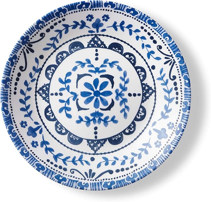 Corelle Vitrelle 18-Piece Service for 6 Dinnerware Set, Triple Layer Glass and Chip Resistant, Lightweight Round Plates and Bowls Set, Portofino