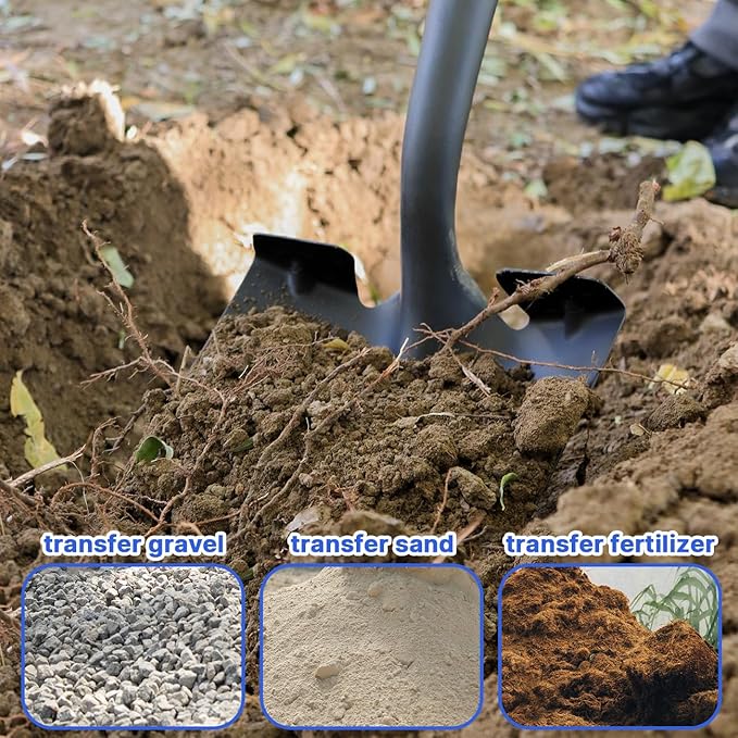 Shovel,Shovels for Digging Heavy Duty with Fiberglass Handle,Spade Shovel for Gardening Trenching Planting Transferring,57 inches,Blue