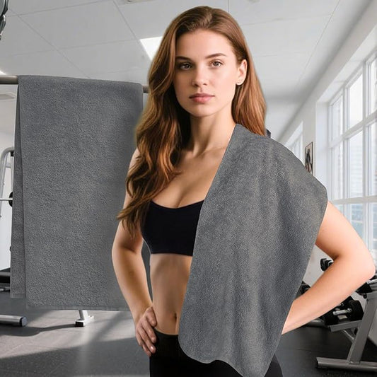 Sweat Towel for Men & Women, Sports Hand Towel for Yoga, Shower, Tennis, Running, Exercise & Fitness, Workout Towels for Gym (2PC, 15"x40") - 100% Cotton, Breathable, Soft & Absorb, Dark Gray