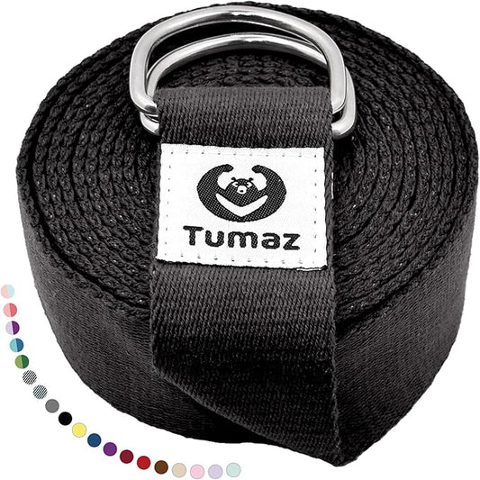 Tumaz Yoga Strap/Stretch Bands [15+ Colors, 6/8/10 Feet Options] with Extra Safe Adjustable D-Ring Buckle, Durable and Comfy Delicate Texture - Best for Daily Stretching, Physical Therapy, Fitness