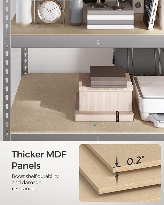 SONGMICS 5-Tier Storage Shelves, Load 2310 lb, Set of 2 Garage Storage, Boltless Assembly, Adjustable Shelving Unit, 23.6 x 47.2 x 70.9 Inches, for Study Shed Basement, Silver UGLR600E02