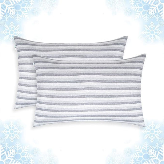 Ailemei Direct Cooling Pillowcase Set of 2, Double Sided with Hidden Zipper, Japanese Icy-Jade Fiber, Breathable and Moisture-Wicking, Easy to Clean, Machine and Hand Washable