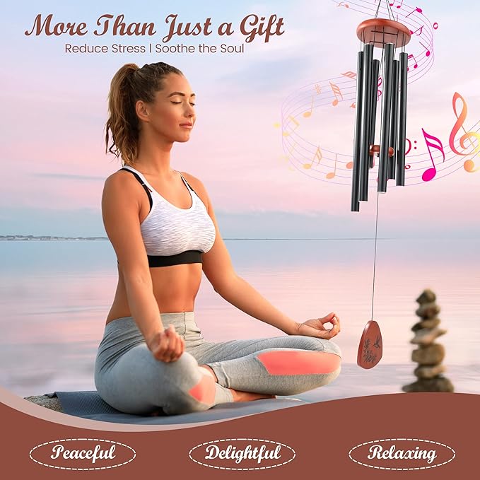 Large Outdoor Aluminum Wind Chimes 37 Inches，Soothing Gentle Sound Perfect for Garden Patio Decoration, Great Gift for Housewarming 、Memorial 、Mother's Day Wind Chimes for Outside