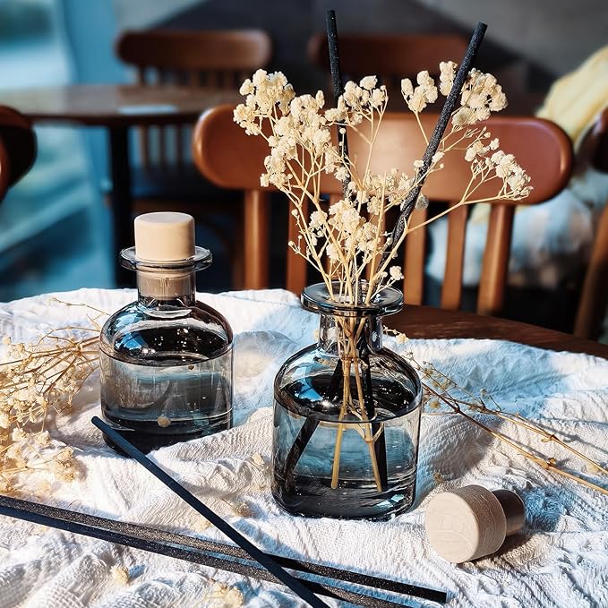 Brakula 2 Pack Reed Diffuser, White Jasmine + Lavender Eucalyptus (3.38 fl oz Each Pack), Home Fragrance with 12 Sticks, Shelf Decor, Reed diffusers for Home