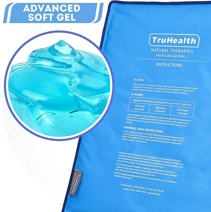 Reusable Gel Ice Packs - Extra Large Blue Set of 2 - Cold Packs for Injuries & Pain Relief - Back & Hip Hot & Cold Treatment