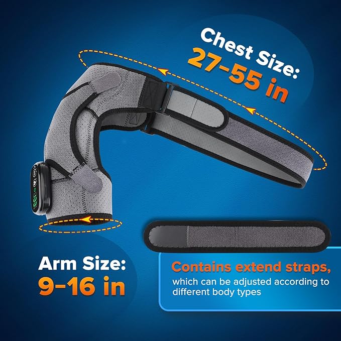 Shoulder Heating Pad with Massage, Adjustable Heated Shoulder Brace for Pain Relief, Rechargeable Heated Shoulder Wrap, Heating Pad for Shoulders and Rotator Cuff, Gifts for Women Men