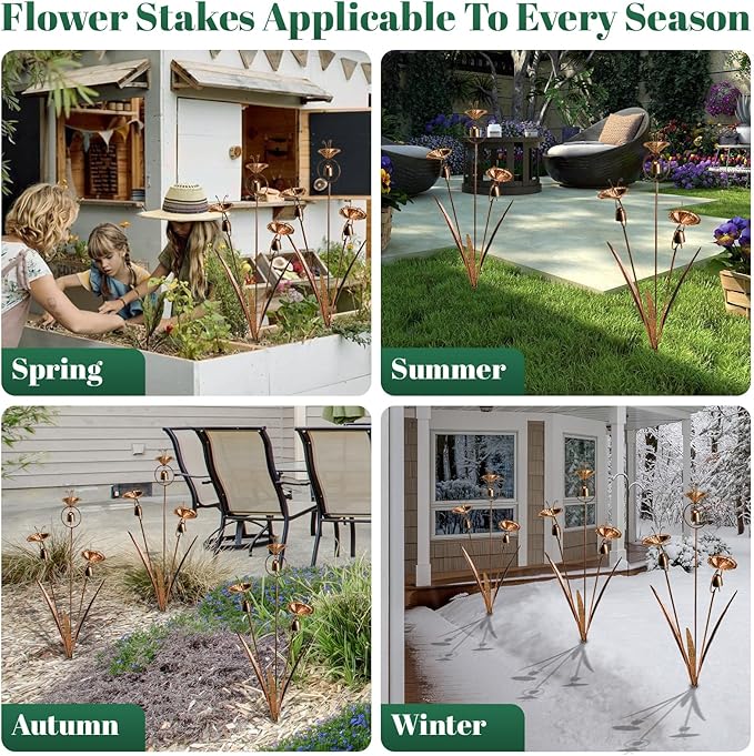 Gardens Metal Calla Lily Flowers with Bells for Outside Yard Art Metal Lilies Bronze