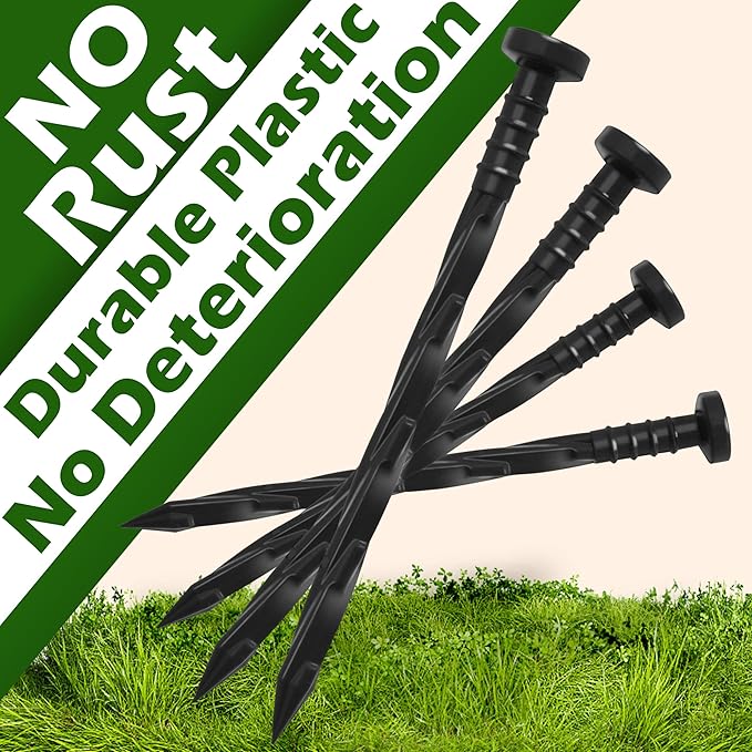 Gardzen 100 pcs Landscape Edging Anchoring Spikes, 6 inches Yard Lawn Paver Edging Stakes for Weed Barrier, Garden Fence, Artificial Turf