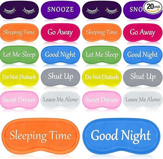 Eurzom 20 Pieces Funny Eye Sleeping Mask Bulk with Adjustable Strap Blackout Eye Sleep Mask for Night Blindfold Cover for Women Men(Bright Colors)