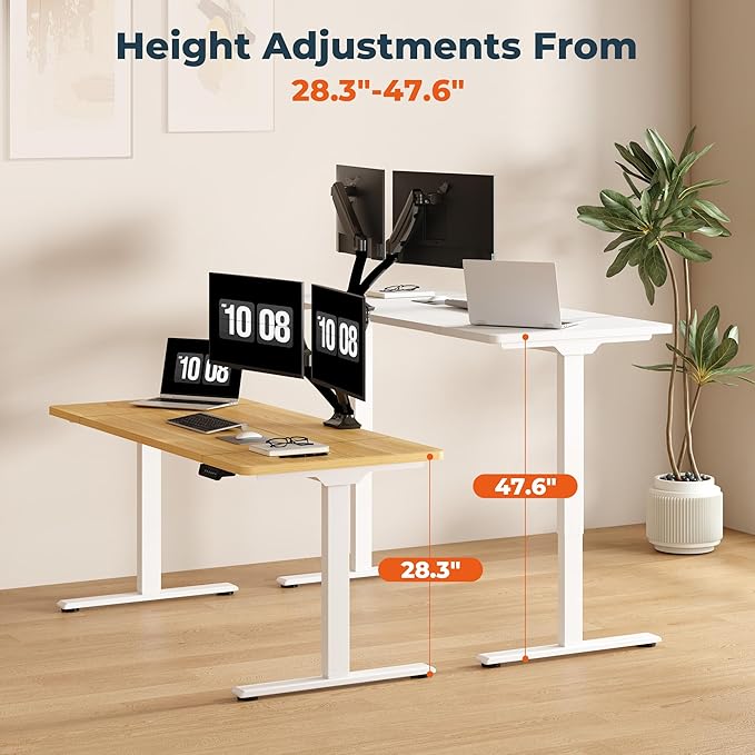 Dual Motor Standing Desk, Large Stand Up Desks, 71x31 Inches Electric Sit Stand Desk, 4 Memory Preset Adjustable Height Desks Home Office Desks(White)