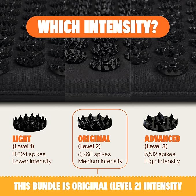 ShaktiMat Premium Acupressure Mat & All-Over Pillow Set, Level 2 Intensity in Black, Thousands of Signature Spikes That Massage Muscles, Aid Sleep & Unlock Inner Tension | Similar to Acupuncture