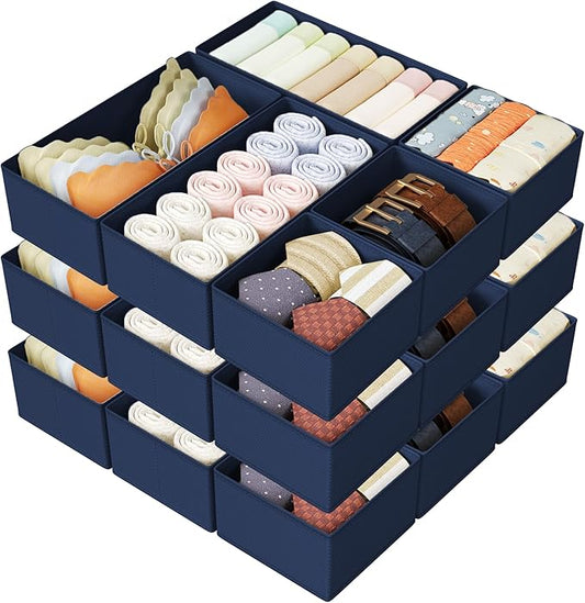 DIMJ Drawer Organizer Clothes Storage - 18 Pack Baby Dresser Organizer for Nursery, Foldable Drawer Dividers for Bedroom Closet Organization, Fabric Storage Bins for Socks, Underwears, Bras