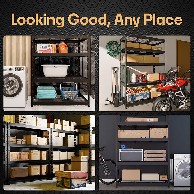 Metalkast Heavy-Duty Metal Garage Shelving | 71" H x 47" W x 24" D | Adjustable Industrial Storage Rack with Wire Shelves | 5-Tier Steel Shelving Unit, 5,000LB Capacity, Rust-Resistant Coating