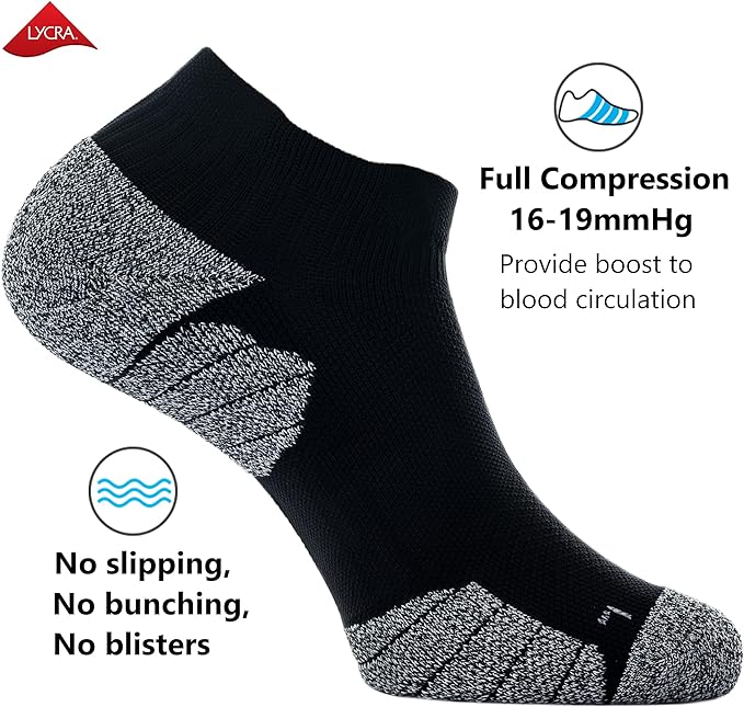 CWVLC Unisex Cushioned Compression Athletic Ankle Socks Multipack
