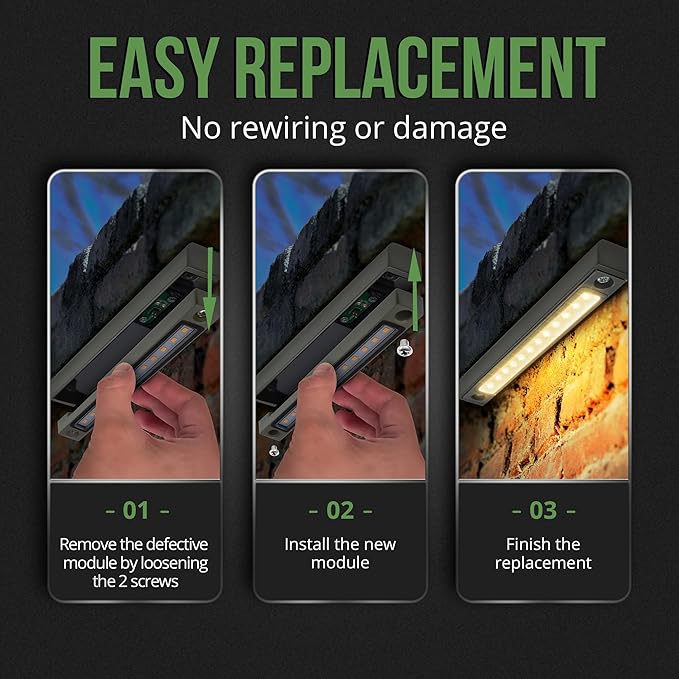 GKOLED 8Pack 6.8 Inch LED Low Voltage Hardscape Lighting, Outdoor Paver Lights, Retaining Wall Lights, Light Module Replaceable, Landscape Step Lights, Die-cast Aluminum Housing, 2700K Gray