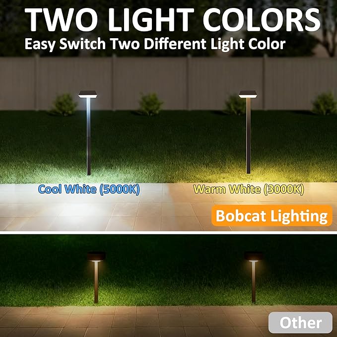 Bobcat Solar Pathway Lights Super Bright 300 lumens with 2-in-1 Warm White and Daylight Modes, Dark Brown Solar Lights for Outdoor Path, Sidewalk, Driveway or Walk Way Light(4 Pack)