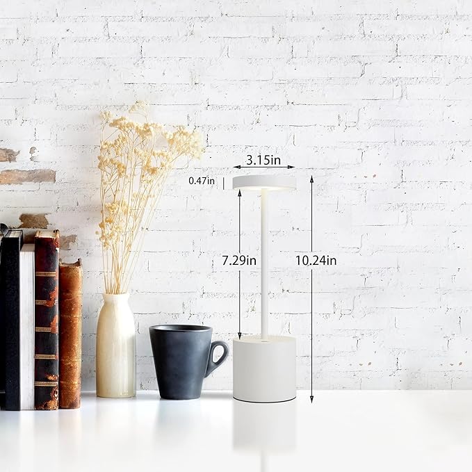 LED Cordless Table Lamp Rechargeable,5000mAh Battery Operated TableLamp,3 Color Stepless Dimming Portable Metal Indoor and Outdoor Table Light,for Home/Patio/Restaurant/Dining Table.(White)