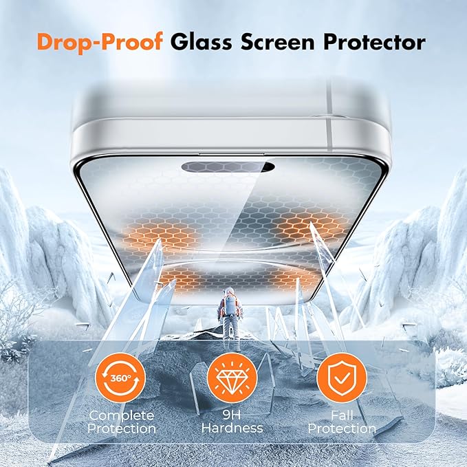 UNBREAKcable Screen Protector for iPhone 16 Plus/15 Plus [3-Pack] Full Coverage Double Shatterproof Tempered Glass [Installation Frame] [9H Hardness] [99.99% HD Clear] [Bubble Free] for iPhone 6.7"