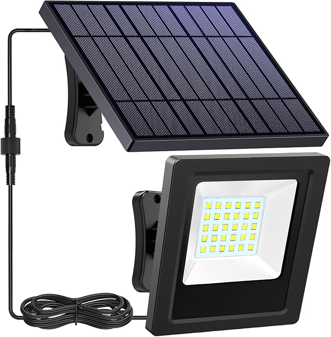 Solar Lights Outdoor 6500K Cool White Solar Flood Lights, Waterproof Dusk to Dawn Solar Powered Security Spot Lights for Porch Patio Yard Garage 1 Pack