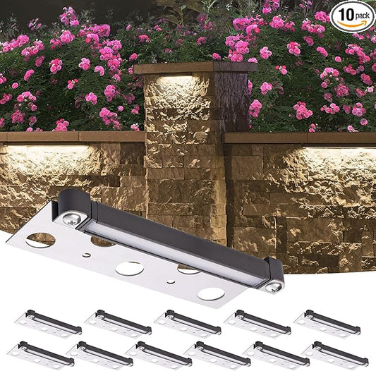 LED Hardscape Light 7 Inch 1.5W Deck Step Paver Wall Garden Pathway Lamp, Warm White 2700K, 12V Low Voltage AC/DC, Outdoor IP65 Waterproof 10 Pack