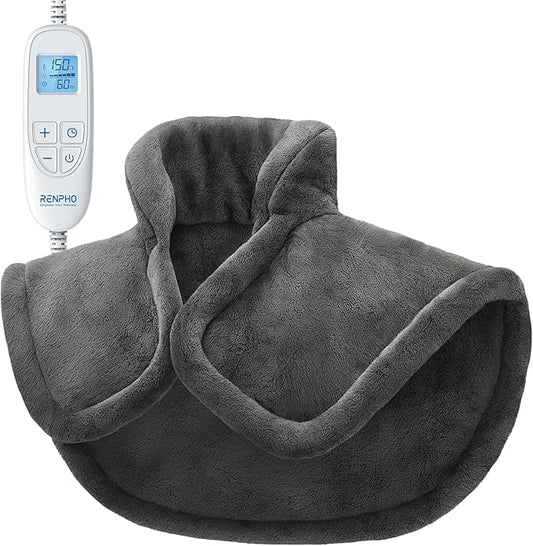 RENPHO Heating Pad for Neck and Shoulders and Back, Birthday Gifts for Women Men, 21"x23" Electric Heated Pad for Pain Relief, Auto Shut Off, ETL Certified, Dark Gray