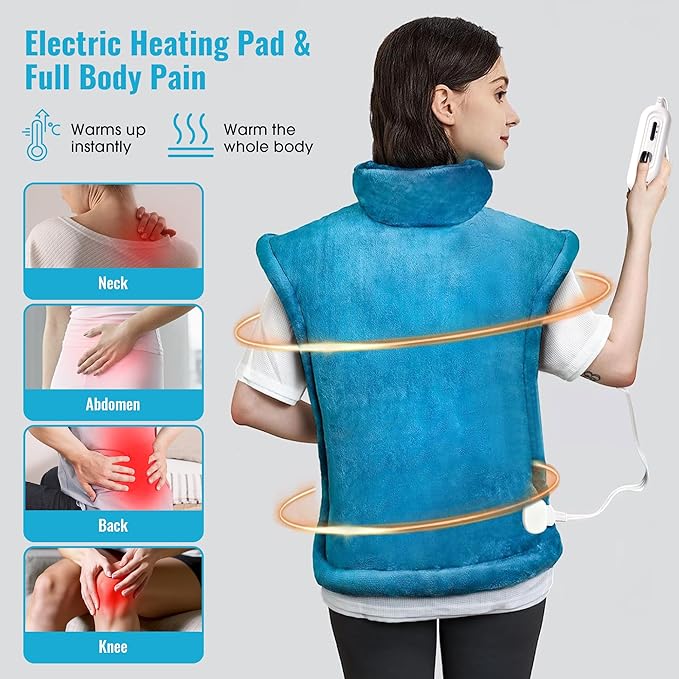 Tefici Heating Pad for Back Pain,Birthday Christmas Gifts for Mom Men,FSA Eligible Items Only List,24'' x33''Fast Heating, Electric Heat Pad, 2H Auto-Off,Neck and Shoulder Heat Pad,ETL Certified,Blue