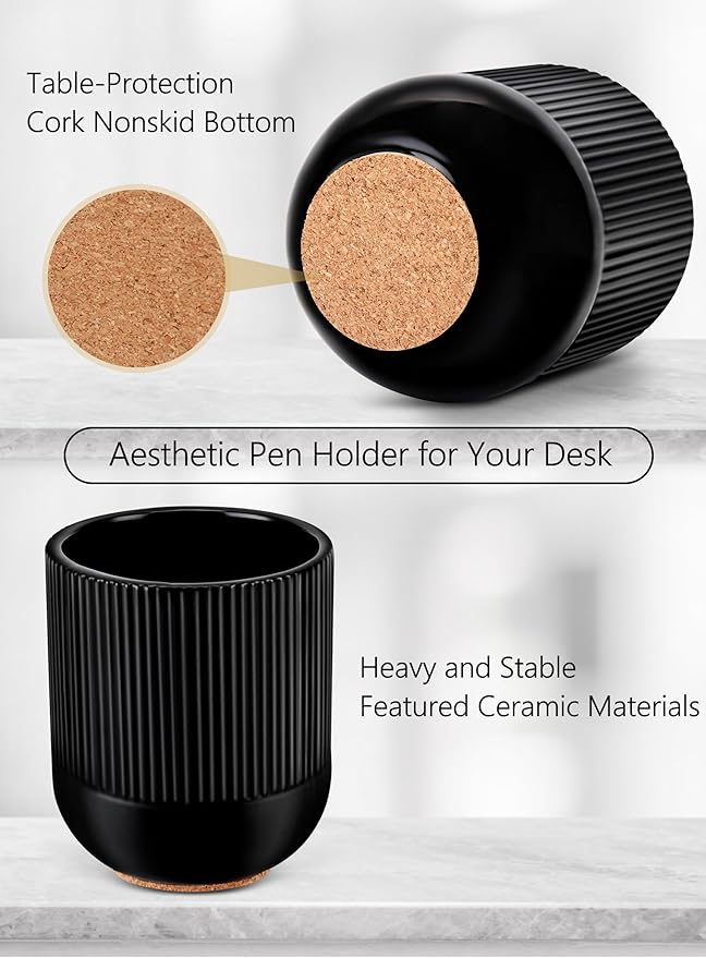 Pen Holder for Desk Aesthetic Ceramic Pencil Holder Cute Desk Accessories for Desk Organizer Modern Pen Cup for Your Office Decor