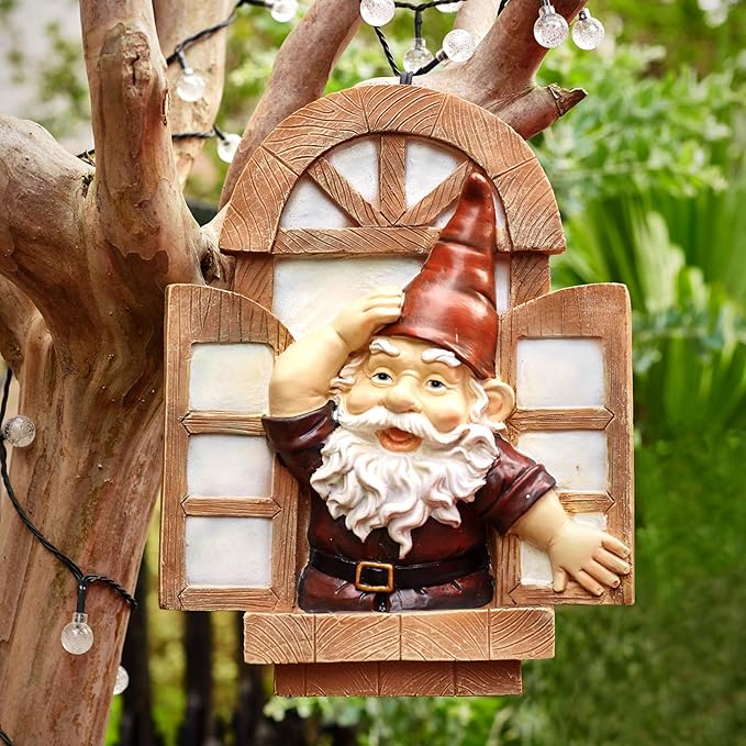 Garden Gnomes Tree Hugger, Tree Face Garden Gift, Garden Peeker Yard Art Resin, 12 inch