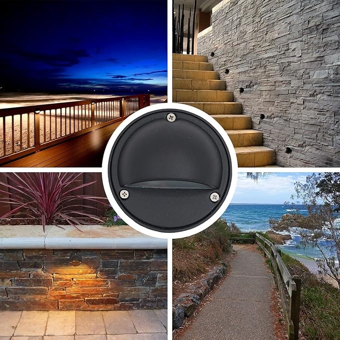 2W LED Deck Lights Landscape Lighting Landscape Lights Low Voltage Outdoor Deck Lighting Replaceable G4 LED Bulb 3000K Aluminum housing for Step, Pathway,Walkway,Deck,Yard Black, Pack of 10