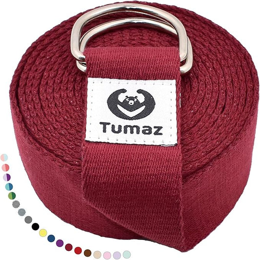 Tumaz Yoga Strap/Stretch Bands [15+ Colors, 6/8/10 Feet Options] with Extra Safe Adjustable D-Ring Buckle, Durable and Comfy Delicate Texture - Best for Daily Stretching, Physical Therapy, Fitness