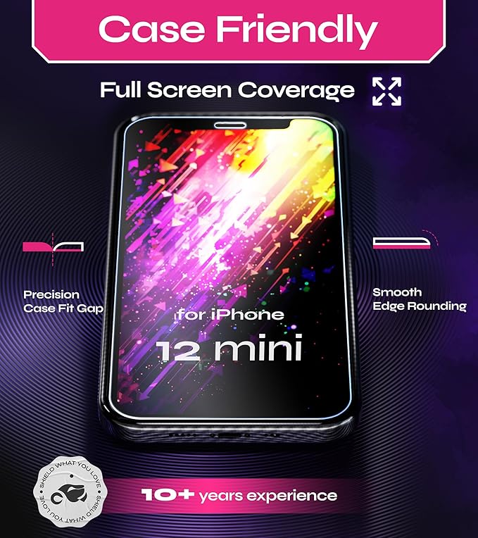Defenslim Screen Protector for iPhone 12 mini (2Pack), Easy Auto-Align Install Kit, 5.4" Tempered Glass, 9H Hardness, Ultra HD Clear, Case Friendly, EasyShield