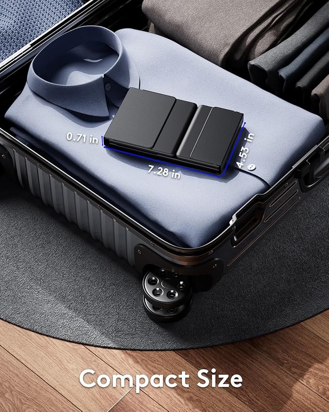 Samsers Foldable Bluetooth Keyboard with Touchpad, Full-Size Wireless Folding Keyboards with Backlight, Portable Travel for iOS Android Windows Mac OS, Support 3 Device(BT5.1 x 3), Black