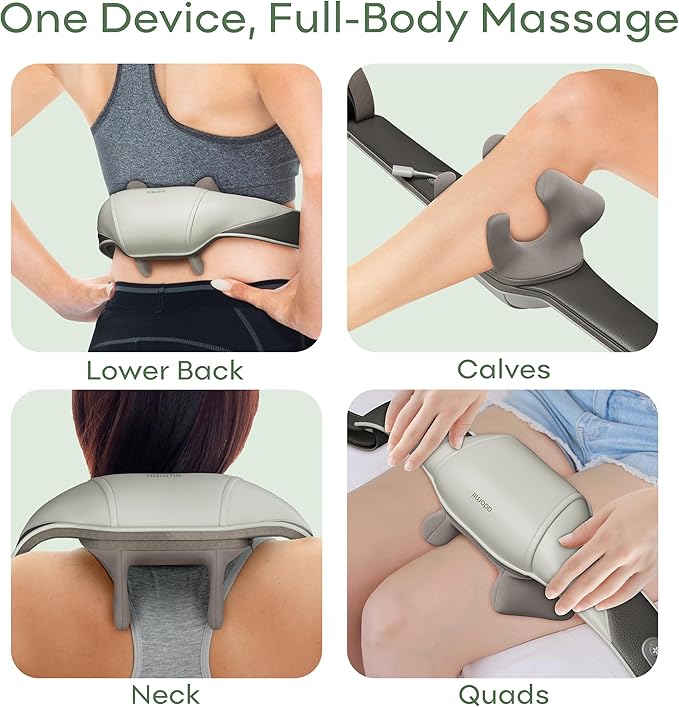 Electric Shiatsu Neck and Back Massager for Pain Relief - Deep Tissue Massager w/Heat Function to Relax Muscles - Cordless Shoulder & Neck w/ 4D Kneading Heated Massage - Ideal Gift