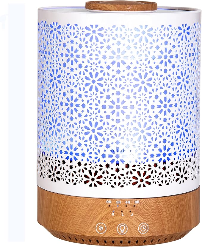 BlueHills 2500 ML Humidifier with Essential Oil Diffuser Combo Aroma Home Décor Design for Large Bed Bath Kids Baby Living Rooms Big Capacity LED Lights Scent Ultrasonic Cool Mist Wood Grain F006