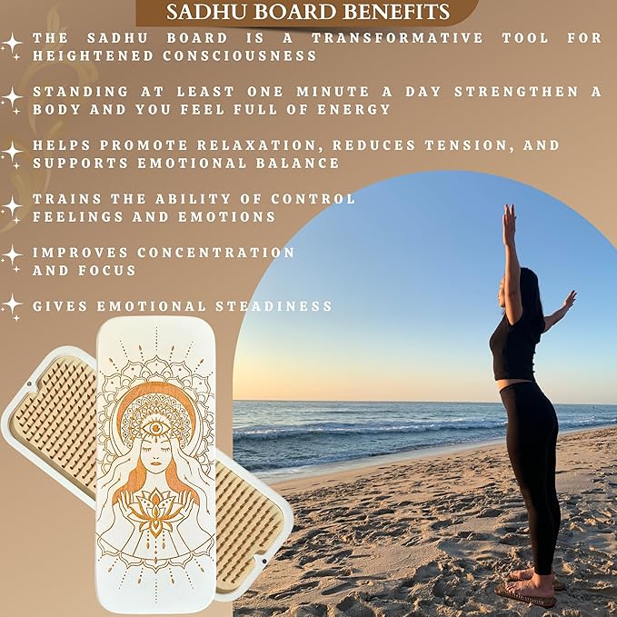 TENGRY Sadhu Board, Specially Crafted Aluminum & Copper Nails, Light Nail Board, 0.31 IN (8 mm), Beginners, Hexagon, Slim Sadhu Wood Board for Standing on Nails, Acupuncture Foot Massage, Yoga Gift