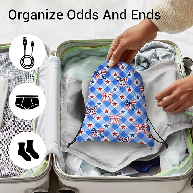 Checkered Stars Gymnastics Grip Bag Small Drawstring Gym Storage Pouch for Gymnasts Holding