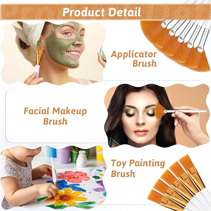 24 Pcs Esthetician Supplies for Facials Include 8pcs Facial Brushes Estheticians 8pcs Flat Brushes 8pcs Gold Facial Bowls Esthetician for Women Facial Mask Mixing Tools