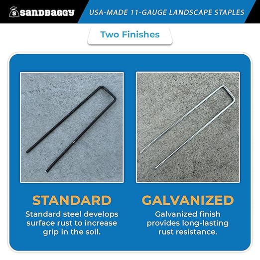 Sandbaggy USA Made 6-inch Landscape Staples - Garden Stakes - Landscaping Fabric, Netting, Sod, Artificial Turf (Standard, 5000)
