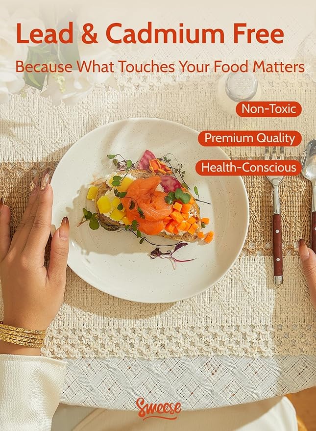 Sweese 7.8" Porcelain Dessert Plates Set, Grey, Set of 6 - Scratch Resistant, Dishwasher Microwave Safe