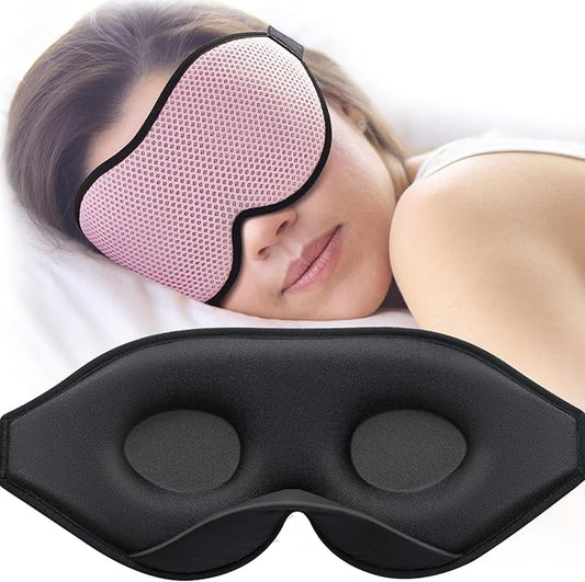 MABAO Sleep Mask for Side Sleeper, Eye Mask for Sleeping Women Men, 3D Contoured Cup No Eye Pressure 100% Light Blocking Sleeping Mask with Adjustable Strap Night Blindfold Flight, Travel, Nap, Pink