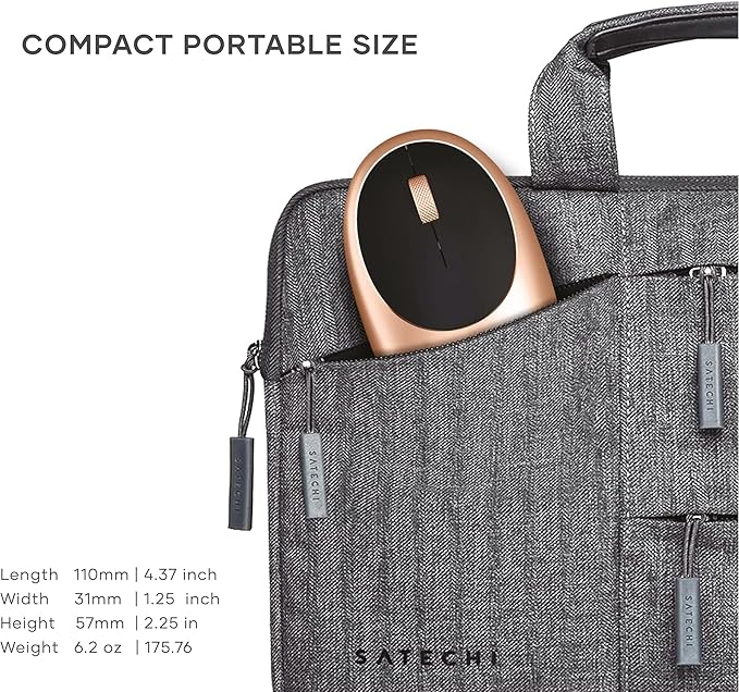 Satechi M1 Wireless Bluetooth Mouse, USB-C Rechargeable, Compact & Portable, for MacBook Air/Pro M4, iPad Air/Pro M4/M3, iPad mini, Mac mini, iMac & Windows - Gold